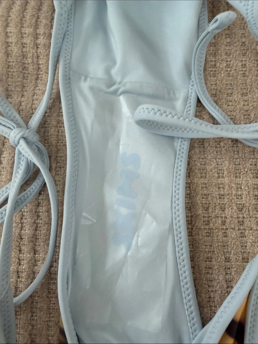 SKIMS New Light Blue & Yellow Palm-Print Tie Side Bikini Bottom